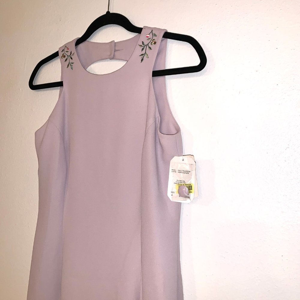 Adrianna Papell Embroidered Mauve Sheath Dress